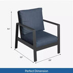 Set of 2 28 All-Weather Aluminum Patio Armchairs with Thick Cushions