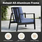 Set of 2 28 All-Weather Aluminum Patio Armchairs with Thick Cushions