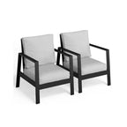 Set of 2 28 All-Weather Aluminum Patio Armchairs with Thick Cushions