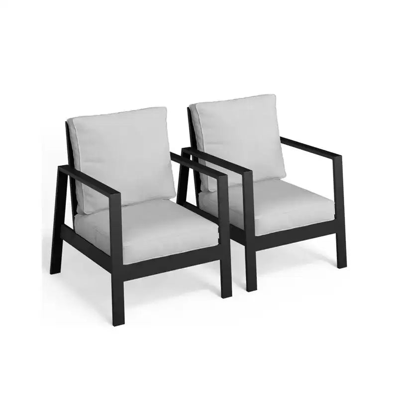 Set of 2 28 All-Weather Aluminum Patio Armchairs with Thick Cushions