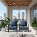 Set of 2 28 All-Weather Aluminum Patio Armchairs with Thick Cushions