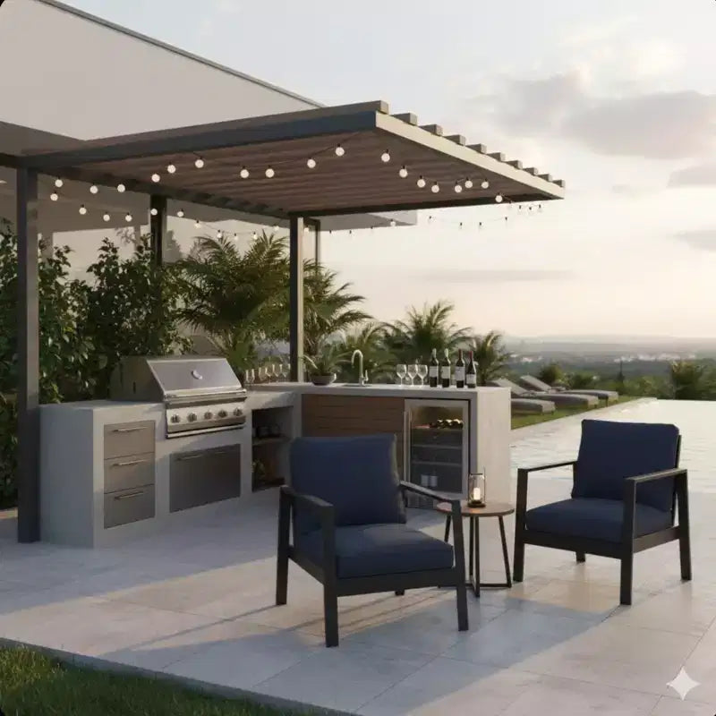 Set of 2 28 All-Weather Aluminum Patio Armchairs with Thick Cushions