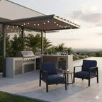 Set of 2 28 All-Weather Aluminum Patio Armchairs with Thick Cushions