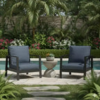 Set of 2 28 All-Weather Aluminum Patio Armchairs with Thick Cushions