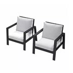 Set of 2 28 All-Weather Aluminum Patio Armchairs with Thick Cushions
