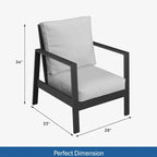 Set of 2 28 All-Weather Aluminum Patio Armchairs with Thick Cushions