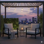 Set of 2 28 All-Weather Aluminum Patio Armchairs with Thick Cushions