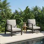 Set of 2 28 All-Weather Aluminum Patio Armchairs with Thick Cushions