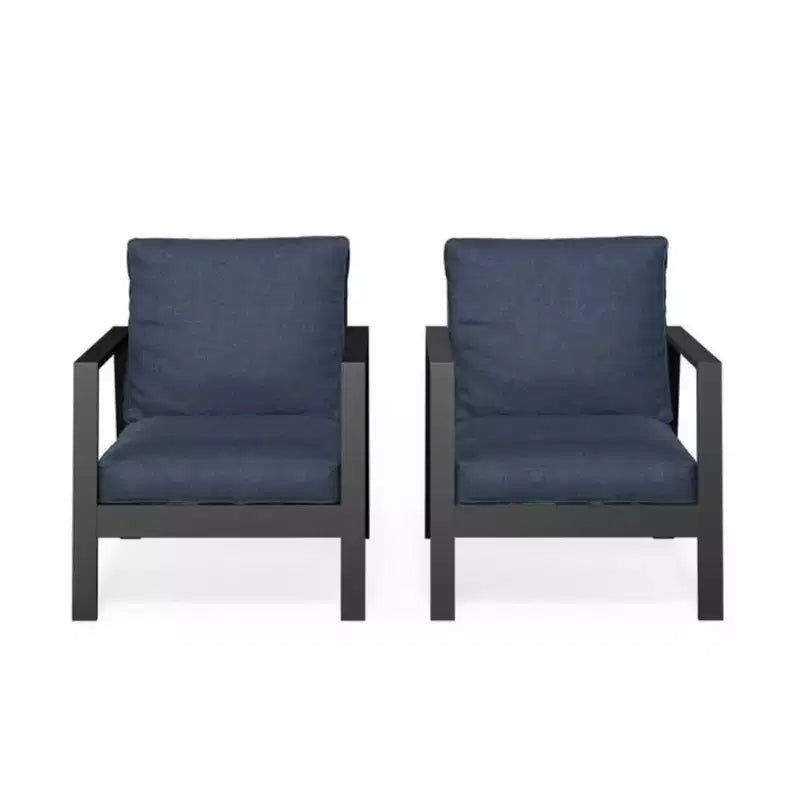 Set di 2 Poltrone da Patio in Alluminio 28 per Tutte le Stagioni con Cuscini Spessi