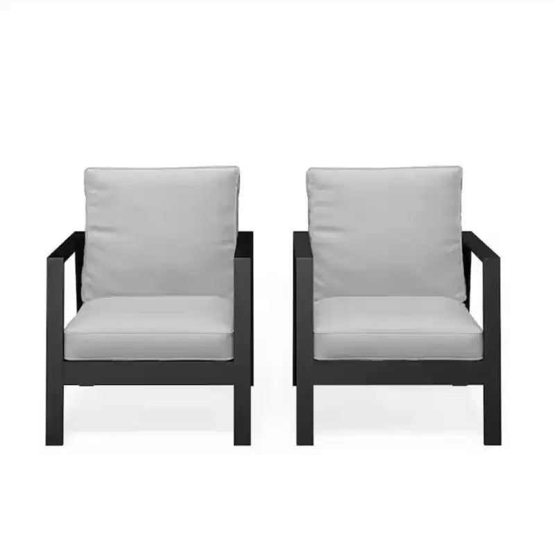 Set of 2 28 All-Weather Aluminum Patio Armchairs with Thick Cushions