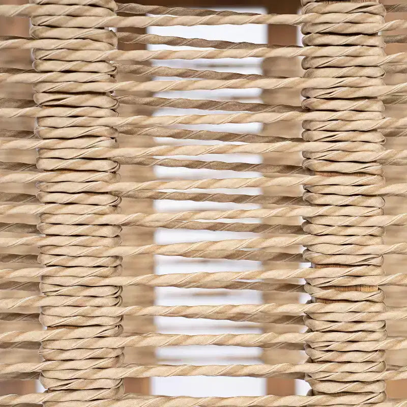 ModernLuxe Set di 2 Sedie Club da Patio in Legno di Acacia, Poltrone in Corda Intrecciata a Mano con Cuscini Beige per Giardino e Bordo Piscina, Finitura Teak