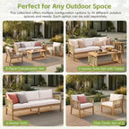 ModernLuxe Set di 2 Sedie Club da Patio in Legno di Acacia, Poltrone in Corda Intrecciata a Mano con Cuscini Beige per Giardino e Bordo Piscina, Finitura Teak