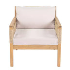 ModernLuxe Set di 2 Sedie Club da Patio in Legno di Acacia, Poltrone in Corda Intrecciata a Mano con Cuscini Beige per Giardino e Bordo Piscina, Finitura Teak