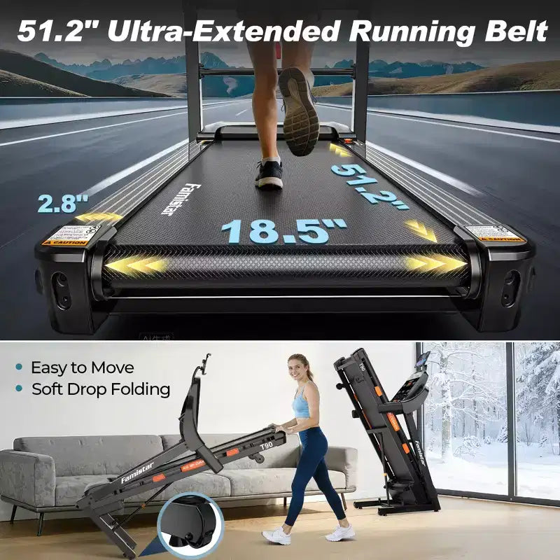 4-in-1 Treadmill with 20% Incline, Portable Treadmills for Home with Handle, Foldable Treadmills, 5HP, 105Program