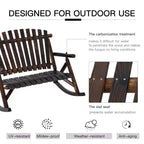 Sedia a Dondolo Adirondack Doppia in Legno per Interni ed Esterni, con Schienale Alto a Doghe per Giardino e Patio