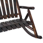 Sedia a Dondolo Adirondack Doppia in Legno per Interni ed Esterni, con Schienale Alto a Doghe per Giardino e Patio