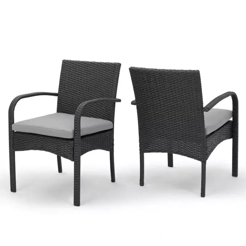 Set of 2 Resin Wicker Dining Chairs with Removable Water-Resistant Cushions, Aluminum Frame, UV-Resistant for Outdoor