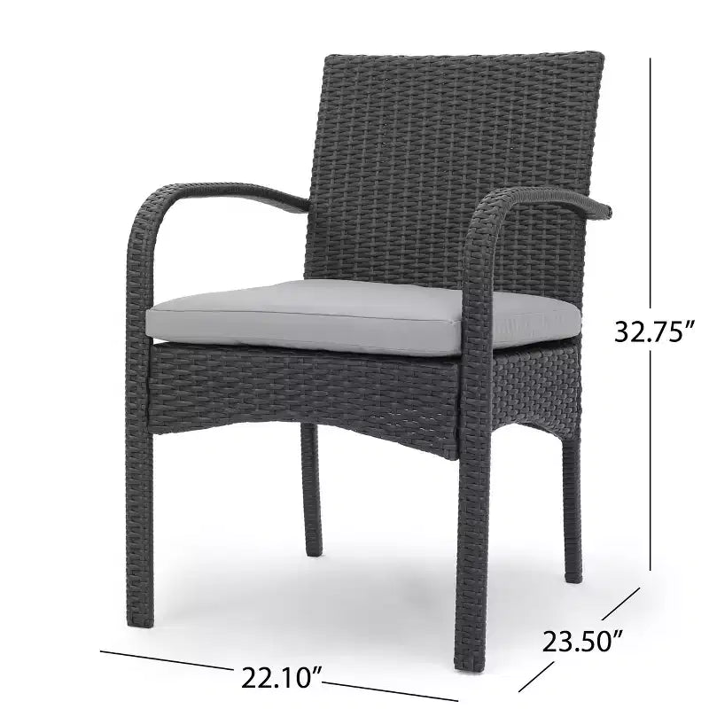 Set of 2 Resin Wicker Dining Chairs with Removable Water-Resistant Cushions, Aluminum Frame, UV-Resistant for Outdoor
