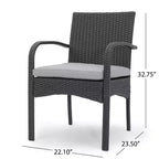 Set of 2 Resin Wicker Dining Chairs with Removable Water-Resistant Cushions, Aluminum Frame, UV-Resistant for Outdoor