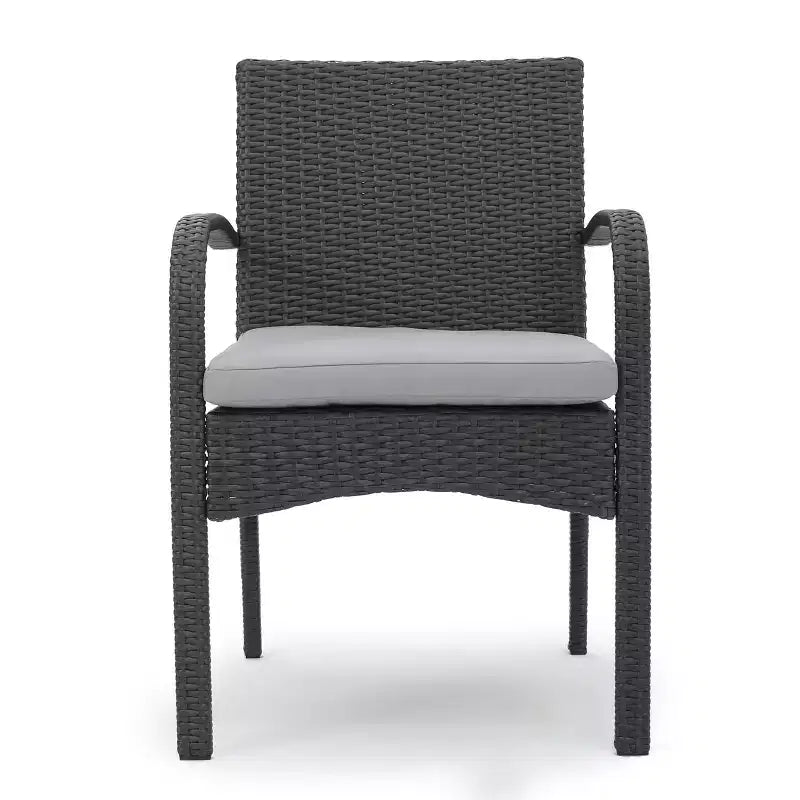 Set of 2 Resin Wicker Dining Chairs with Removable Water-Resistant Cushions, Aluminum Frame, UV-Resistant for Outdoor