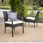 Set of 2 Resin Wicker Dining Chairs with Removable Water-Resistant Cushions, Aluminum Frame, UV-Resistant for Outdoor