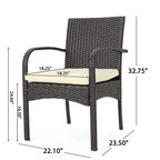 Set of 2 Resin Wicker Dining Chairs with Removable Water-Resistant Cushions, Aluminum Frame, UV-Resistant for Outdoor