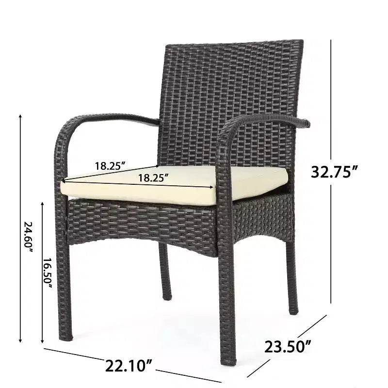 Set of 2 Resin Wicker Dining Chairs with Removable Water-Resistant Cushions, Aluminum Frame, UV-Resistant for Outdoor
