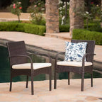 Set of 2 Resin Wicker Dining Chairs with Removable Water-Resistant Cushions, Aluminum Frame, UV-Resistant for Outdoor