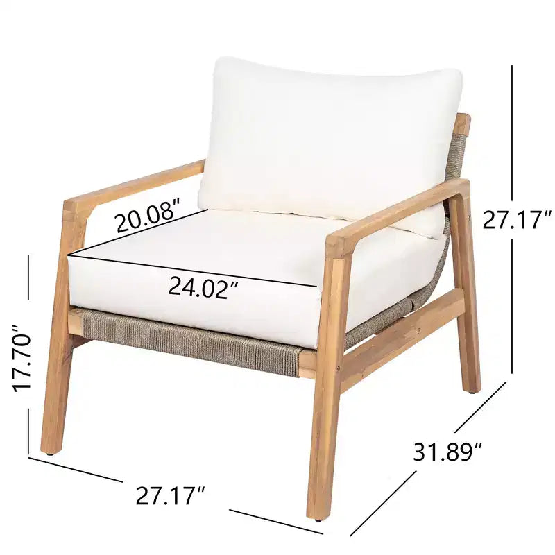 Christopher Knight Home Vincent Modern Outdoor Acacia Wood & Rope Weave Club Chair With Cushion