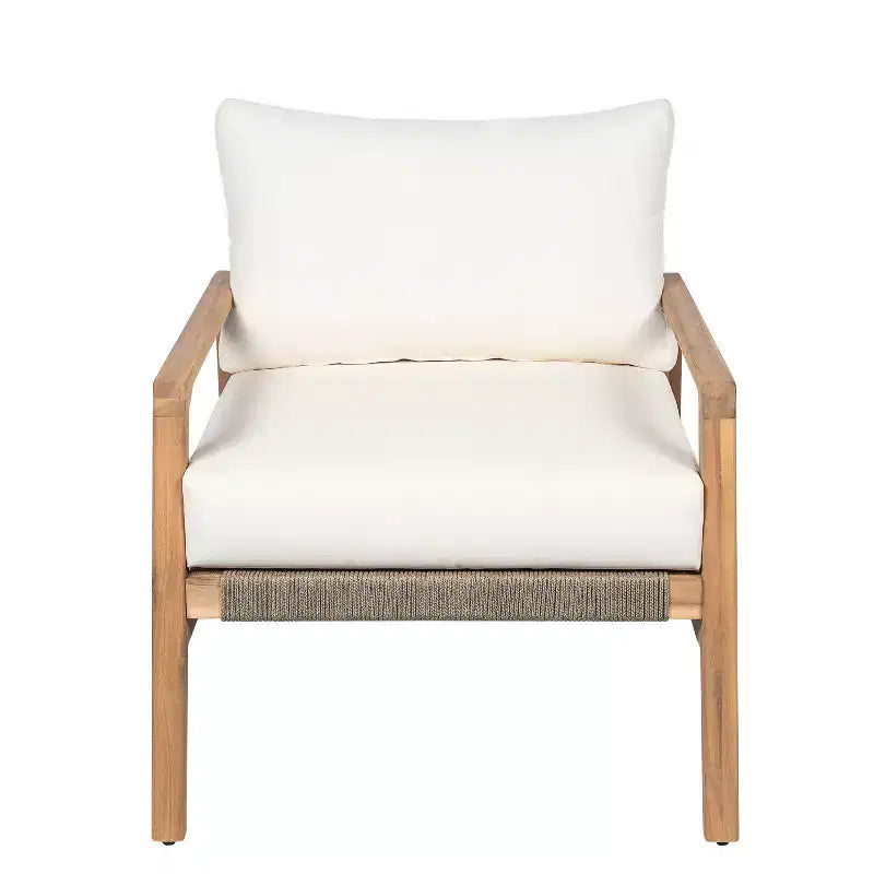 Christopher Knight Home Vincent Modern Outdoor Acacia Wood & Rope Weave Club Chair With Cushion
