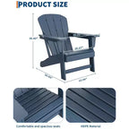 Oversized HDPE Adirondack Patio Chairs Set of 4  380 LB Heavy Duty  Weather Resistant Poly Lumber, Ideal for Deck, Pool, Porch, Fire Pit
