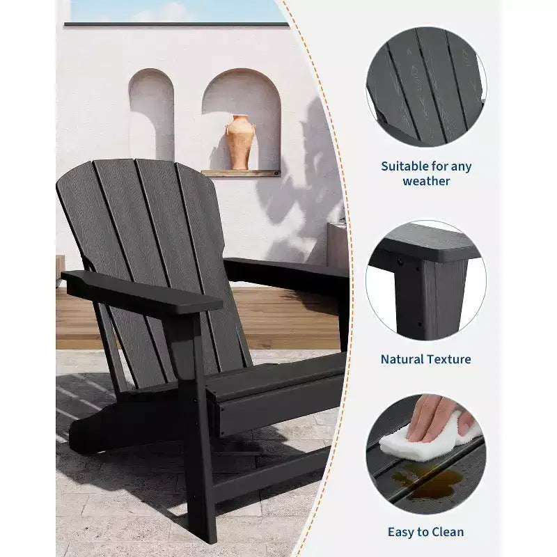 Oversized HDPE Adirondack Patio Chairs Set of 4  380 LB Heavy Duty  Weather Resistant Poly Lumber, Ideal for Deck, Pool, Porch, Fire Pit