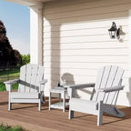 Folding Adirondack Chairs Set of 2 with Side Table, HDPE Plastic Wood Texture, 380LBS, Weather Resistant for Patio Pool