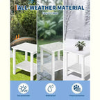 Set di 2 sedie Adirondack pieghevoli con tavolino, in plastica HDPE effetto legno, portata 172 kg, resistenti alle intemperie per patio o piscina