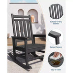 All-Weather HDPE Poly Lumber Adirondack Rocking Chairs Set of 6, High Back Patio Porch Rockers, Low Maintenance