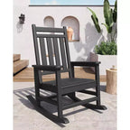 All-Weather HDPE Poly Lumber Adirondack Rocking Chairs Set of 6, High Back Patio Porch Rockers, Low Maintenance