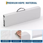6 FT HDPE Folding Bench 2 Pack, Portable Camping Dining Seat, Metal Frame, Multipurpose for Indoor/Outdoor Party Patio