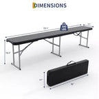 6 FT HDPE Folding Bench 2 Pack, Portable Camping Dining Seat, Metal Frame, Multipurpose for Indoor/Outdoor Party Patio