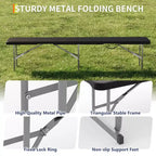 6 FT HDPE Folding Bench 2 Pack, Portable Camping Dining Seat, Metal Frame, Multipurpose for Indoor/Outdoor Party Patio