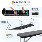 6 FT HDPE Folding Bench 2 Pack, Portable Camping Dining Seat, Metal Frame, Multipurpose for Indoor/Outdoor Party Patio
