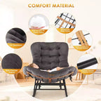 Acekool Rattan Rocking Chair with Footrest, Detachable Thick Cushion, Reading Chair for Living Room Porch Bedroom