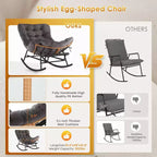 Acekool Rattan Rocking Chair with Footrest, Detachable Thick Cushion, Reading Chair for Living Room Porch Bedroom