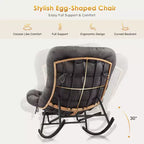 Acekool Rattan Rocking Chair with Footrest, Detachable Thick Cushion, Reading Chair for Living Room Porch Bedroom