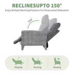 Acekool Sedia Reclinabile da Esterno in Vimini, Inclinazione a 175 Gradi con Poggiapiedi, Tavolino Laterale Ribaltabile, per Piscina, Terrazza, Balcone