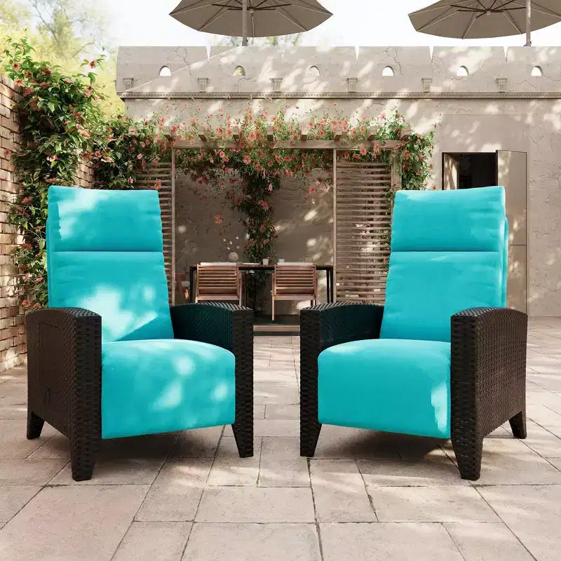 Acekool Sedia Reclinabile da Esterno in Vimini, Inclinazione a 175 Gradi con Poggiapiedi, Tavolino Laterale Ribaltabile, per Piscina, Terrazza, Balcone