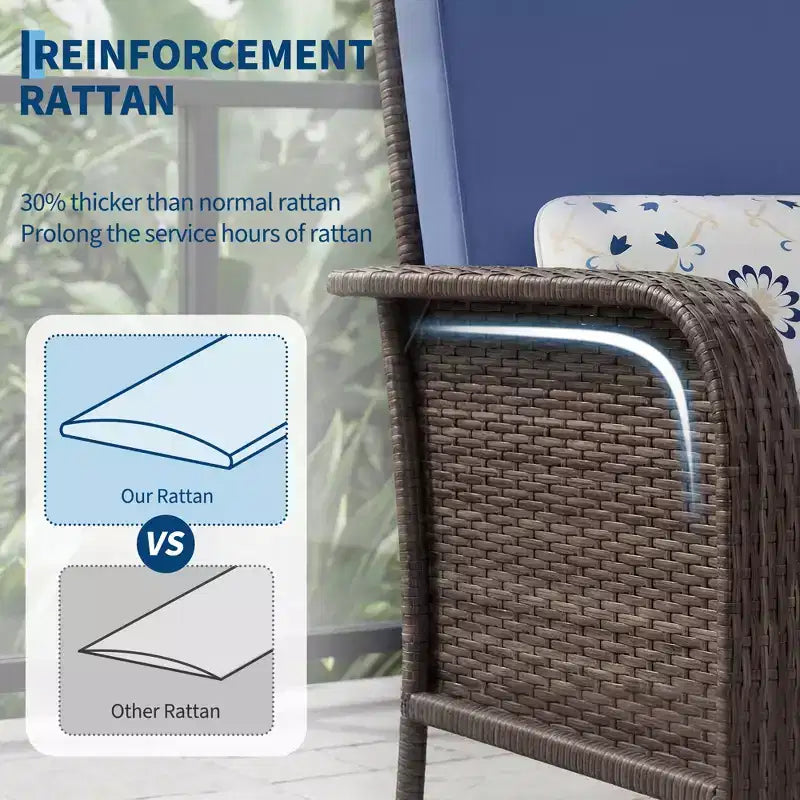 Set di 2 sedie a sdraio Acekool in rattan, sedie da esterno con schienale alto e cuscini spessi, per portico, terrazza, giardino