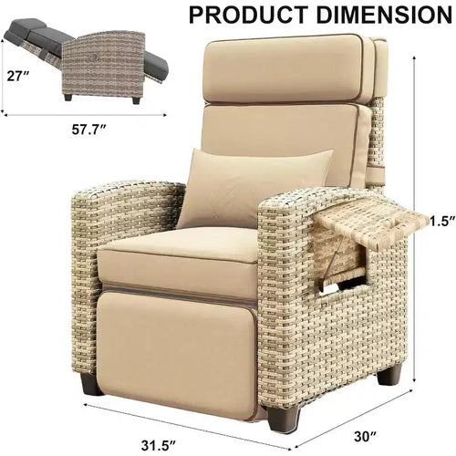 Sgabello da bar Acekool in rattan PE con cuscino, telaio in ferro per interni, per isola cucina e bancone bar, rattan grigio-bianco