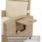Acekool PE Rattan Bar Stool Chair with Cushion, Iron Frame Indoor Seating, for Kitchen Island Bar Counter, Gray White Rattan