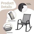 Costway 2pcs Patio Rocking Chair Heavy-Duty Metal Rocker Outdoor Anti-Slip Gray