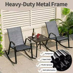 Costway 2pcs Patio Rocking Chair Heavy-Duty Metal Rocker Outdoor Anti-Slip Gray